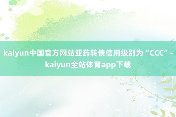 kaiyun中国官方网站亚药转债信用级别为“CCC”-kaiyun全站体育app下载