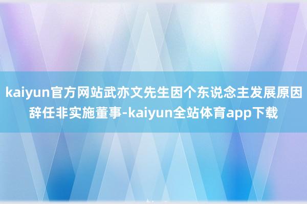 kaiyun官方网站武亦文先生因个东说念主发展原因辞任非实施董事-kaiyun全站体育app下载