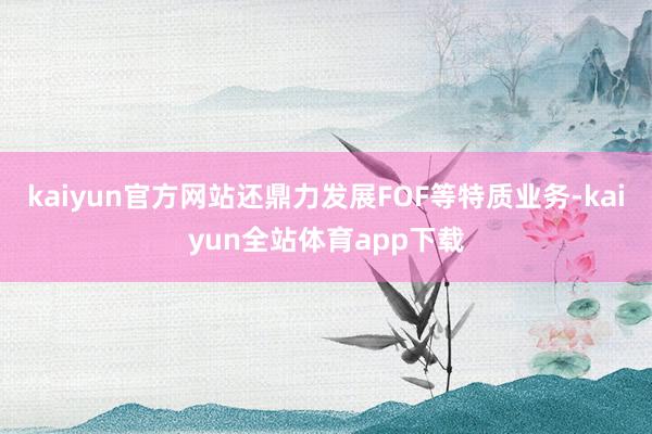 kaiyun官方网站还鼎力发展FOF等特质业务-kaiyun全站体育app下载